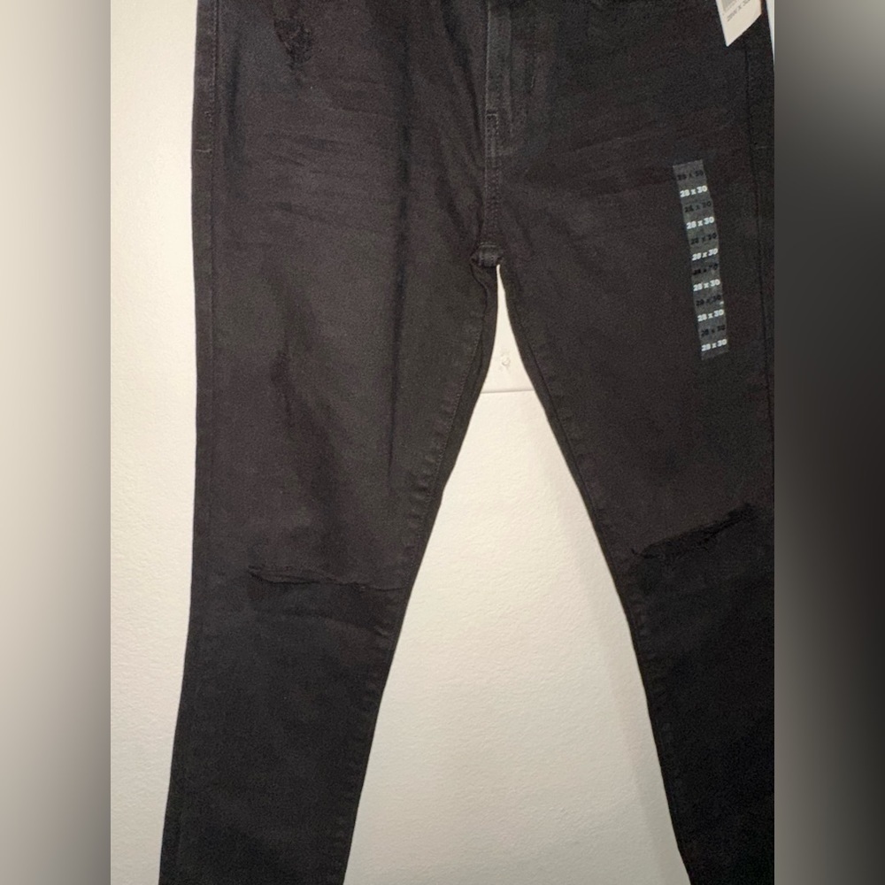 NWT PACSUN black distressed skinny jeans 28x30 stacked skinny - Picture 3 of 11